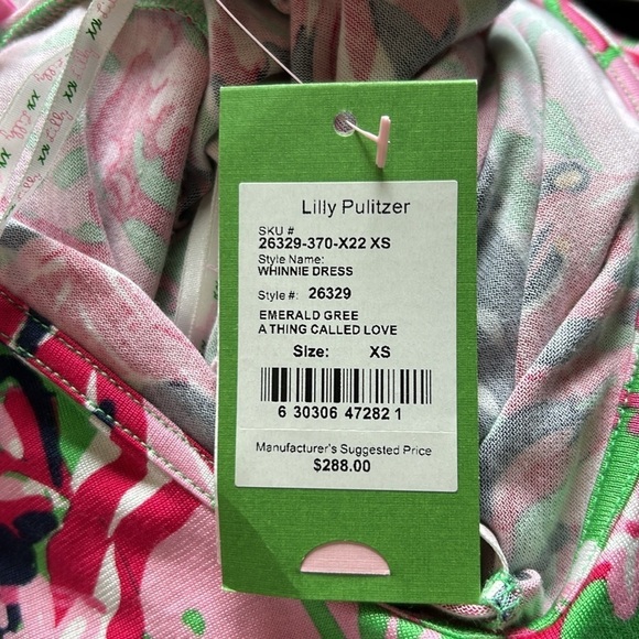 LILLY PULITZER Whinnie Dress Emerald Green a Thing Called Love Sz XS NEW - Picture 11 of 13
